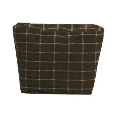 Сумка внутренняя O Bag на замке тартан темно-зеленый