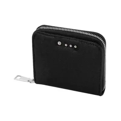 Кошелек мини на молнии женский O Wally сафьян с лого swarovski черный