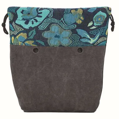 Cумка внутренняя O Bag Mini на шнурке принт цветы сине-зеленая