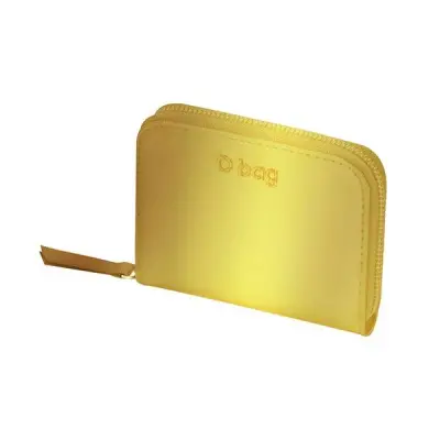 Кошелек мини на молнии женский O Half Wally прорезиненная ткань + искусственная кожа карри метал