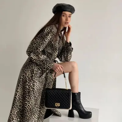 Крышка O Bag Glam стеганая с ручкой черная + золото