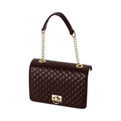 Крышка O Bag Glam стеганая с ручкой темно-коричневая + золото