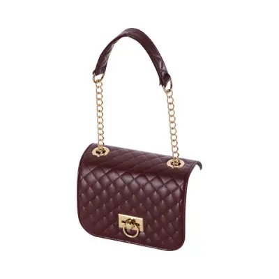 Крышка O Pocket наппа с ручкой стеганая бордо + золото