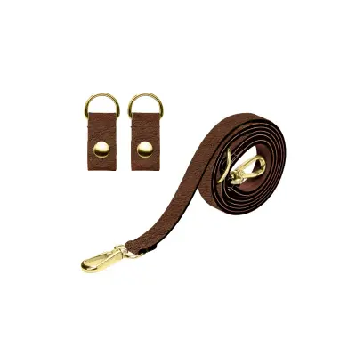 Ремень плечевой узкий синтетика + крепление темно-коричневый+золото