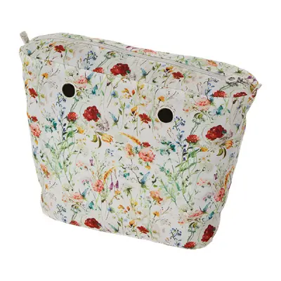 Cумка внутренняя O Bag tessuto wild flowers на замке milk