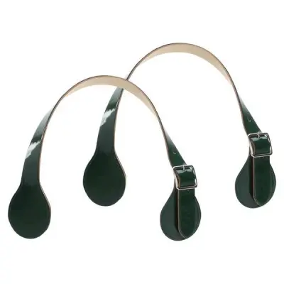 Ручки короткие лак с пряжкой зеленые