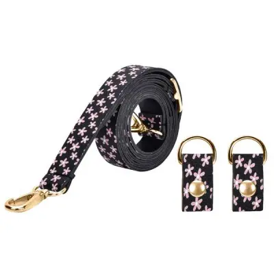 Ремень плечевой + крепление принт цветы черный