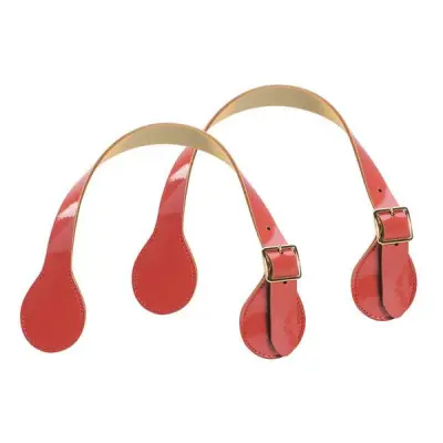 Ручки короткие лак с пряжкой корал