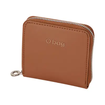 Кошелек мини на молнии женский O Half Wally прорезиненная ткань + искусственная кожа бисквит метал