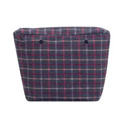 Сумка внутренняя O Bag на замке тартан светло-коричневый