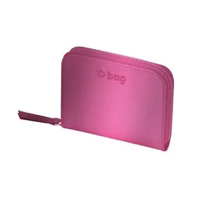 Кошелек мини на молнии женский O Half Wally прорезиненная ткань + искусственная кожа темно-красный метал