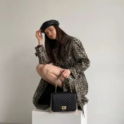 Крышка O Bag Glam стеганая с ручкой черная + золото