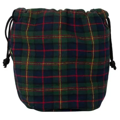 Сумка внутренняя O Basket в клетку на шнурке темно-зеленый