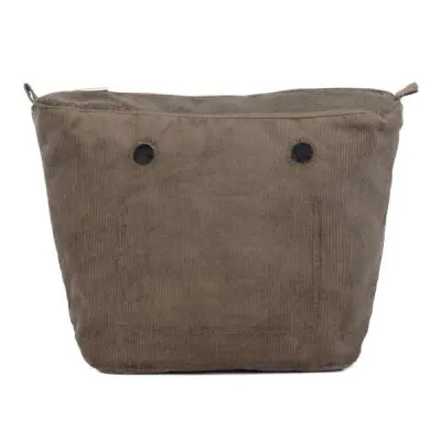 Сумка внутренняя O Bag Mini хб на замке вельвет светло-коричневый