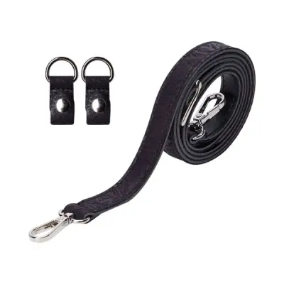 Ремень плечевой узкий эффект овечей кожи + крепление черный