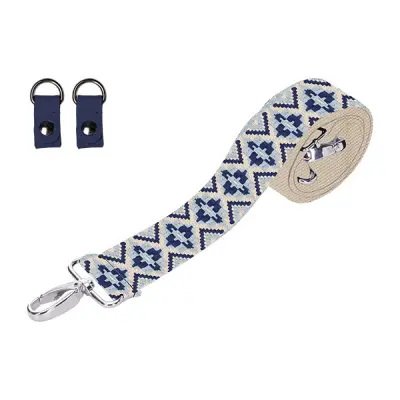 Ремень плечевой для сумки 80/120 с карабинами хлопок жакард лазурный