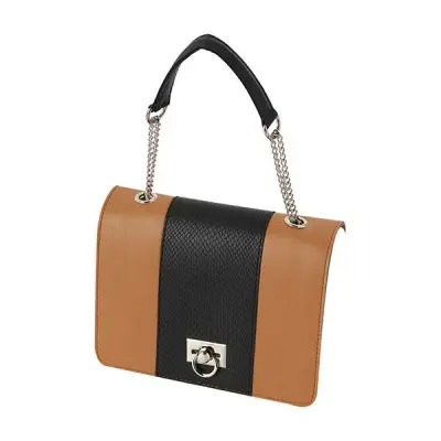 Крышка O Bag Glam наппа с ручкой + принт змеи песочная/черная