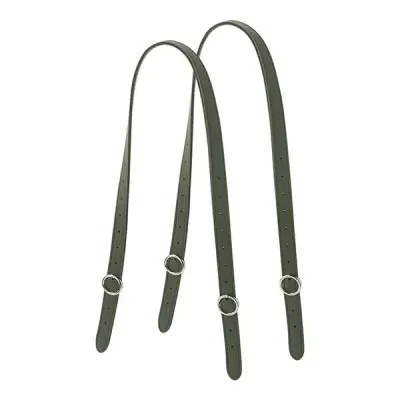 Ручки длинные плоские искуственная кожа с застежкой милитари+серебро