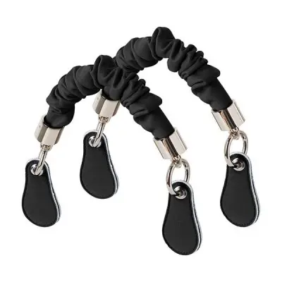 Ручки короткие рюшь каплей наппа черные