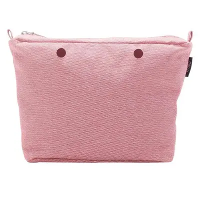Cумка внутренняя O Bag Mini на замке текстиль розовая/лосось