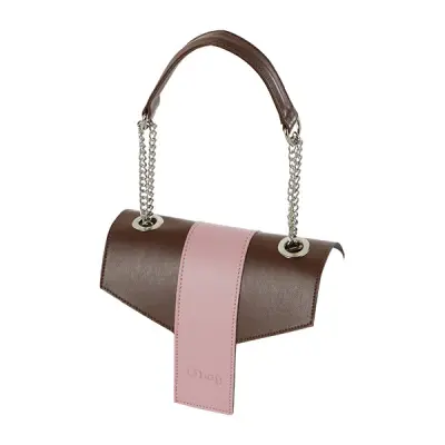 Крышка для сумки O Pocket наппа с ручкой + коричневый/розовый (откидной клапан сумки)