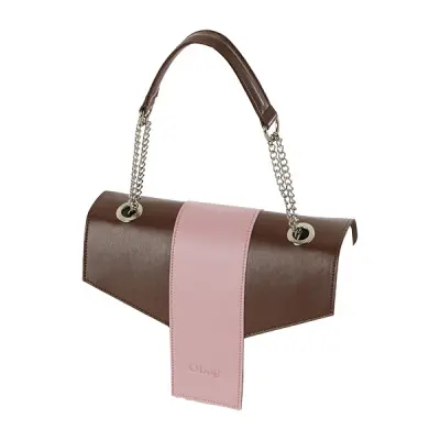 Крышка для сумки O Glam наппа с ручкой + коричневый/розовый (откидной клапан сумки)