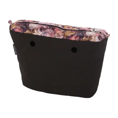 Cумка внутренняя O Bag Mini на замке вельвет принт цветы